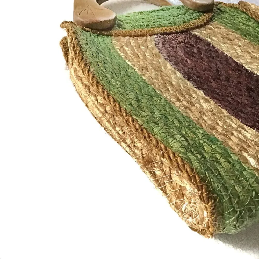 Vintage Dyed Woven Straw Hand Bag